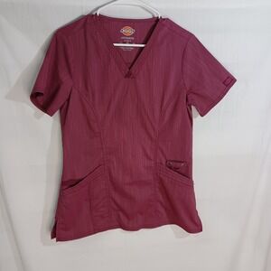 Women's Dickies Advance Red Stretch‎ Scrubs Top & Bottom Set Size Small